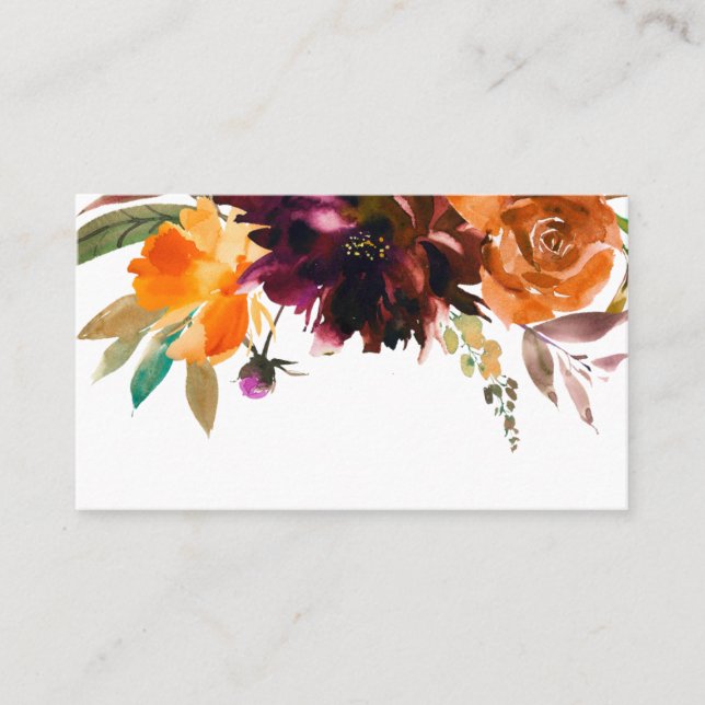 Rustic Fall Floral Elegant Wedding Place Card (Front)