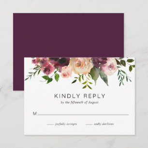 Rustic Fall Floral Elegant Wedding RSVP Card