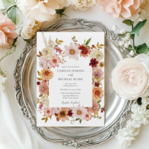 Rustic Fall Floral Photo Wedding Invitation