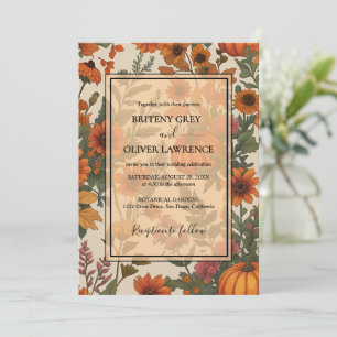 Rustic Fall Floral Pumpkin–Autumn Harvest Weeding Invitation