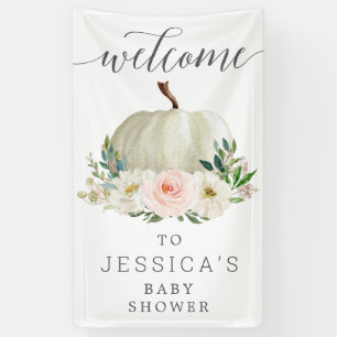 Rustic Fall Floral Pumpkin Vinyl Birthday Welcome  Banner