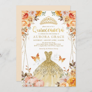 Rustic Fall Floral Quinceañera Mis Quince Anos Invitation