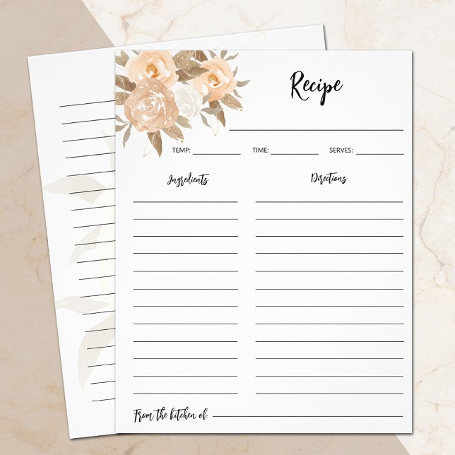 Rustic Fall Floral Recipe Binder Paper (Creator Uploaded)
