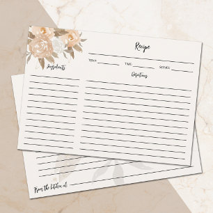 Rustic Fall Floral Recipe Cards