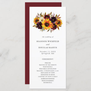 Rustic Fall Floral Sunflower Wedding Program