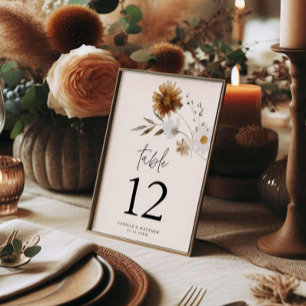 Rustic Fall Floral Table Number Card