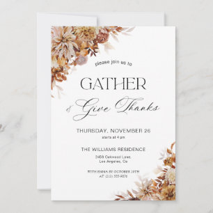 Rustic Fall Floral Thanksgiving Invitation