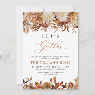 Rustic Fall Floral Thanksgiving Invitation