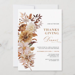 Rustic Fall Floral Thanksgiving Invitation