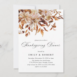 Rustic Fall Floral Thanksgiving Invitation