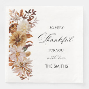 Rustic Fall Floral Thanksgiving Paper Napkin