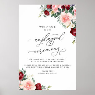 Rustic Fall Floral Unplugged Ceremony Wedding Sign