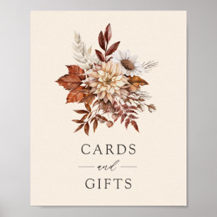 Rustic Fall Floral Wedding Cards and Gifts Sign