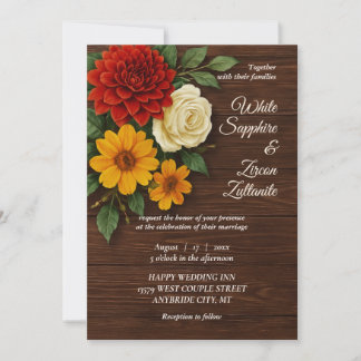 Rustic Fall Floral Wedding Invitation