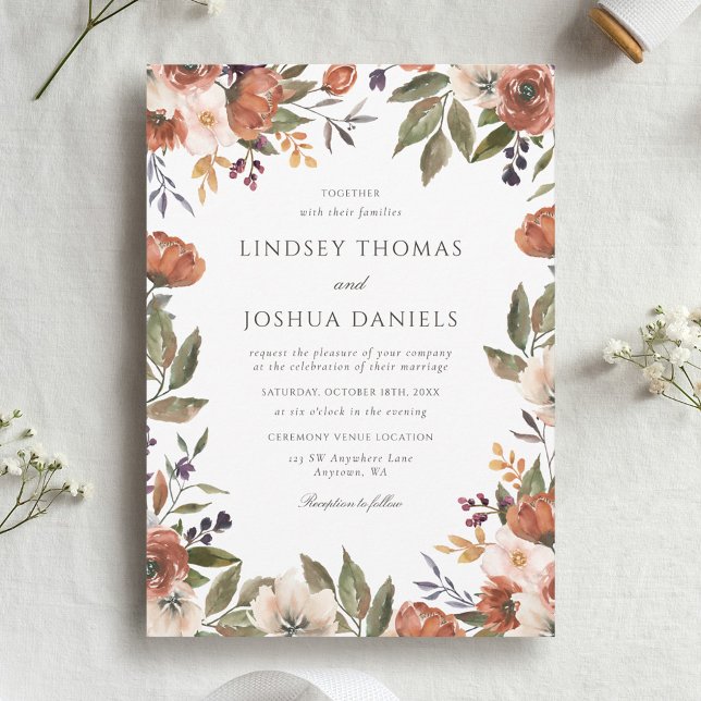 Rustic Fall Floral Wedding Invitation (Creator Uploaded)