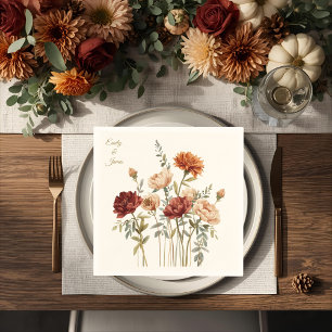 Rustic Fall Floral Wedding Paper Napkins