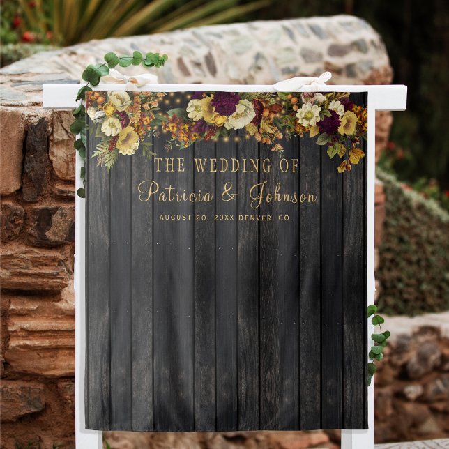 Rustic fall floral wedding photo booth backdrop tapestry (Creator Uploaded)