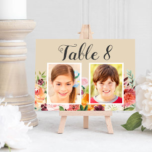 Rustic Fall Floral Wedding Photo Table Number