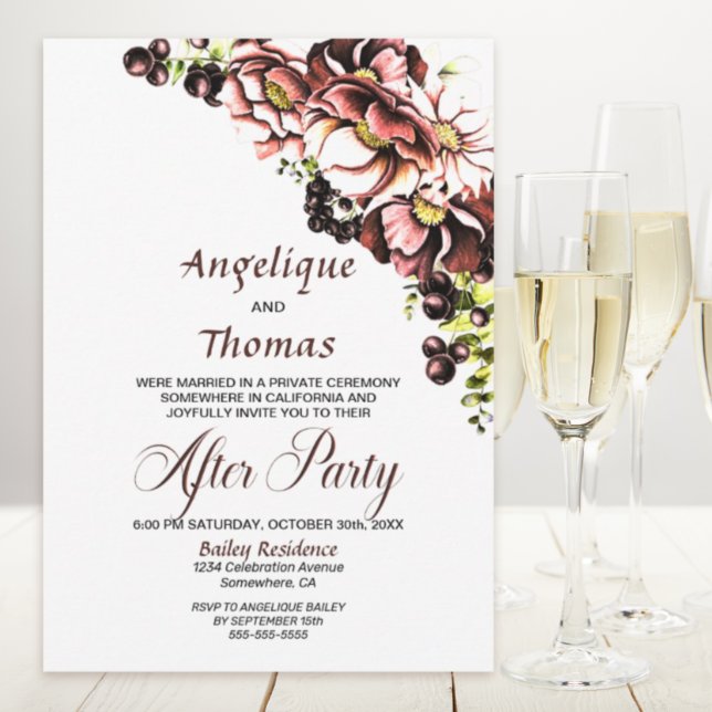 Rustic Fall Floral Wedding Reception Invitation (Creator Uploaded)