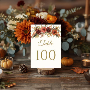Rustic Fall Floral Wedding Table Numbers