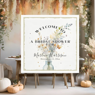 Rustic Fall Floral Wildflowers Bridal Shower Napkin