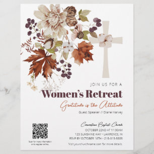Rustic Fall Floral Women's Church Retreat Flyer