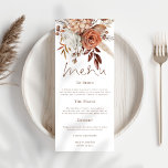 Rustic Fall Florals Pampas Grasses Fall Wedding Menu<br><div class="desc">Rustic Fall Florals Pampas Grasses Fall Wedding. Autumn coloured florals border the top,  with an elegant script for Menu and easy to personalise the rest of the text to your requirements.</div>