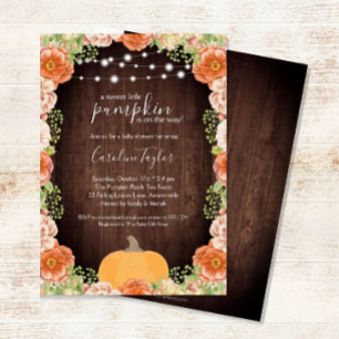 Rustic Fall Florals Wood Baby Shower Invitation