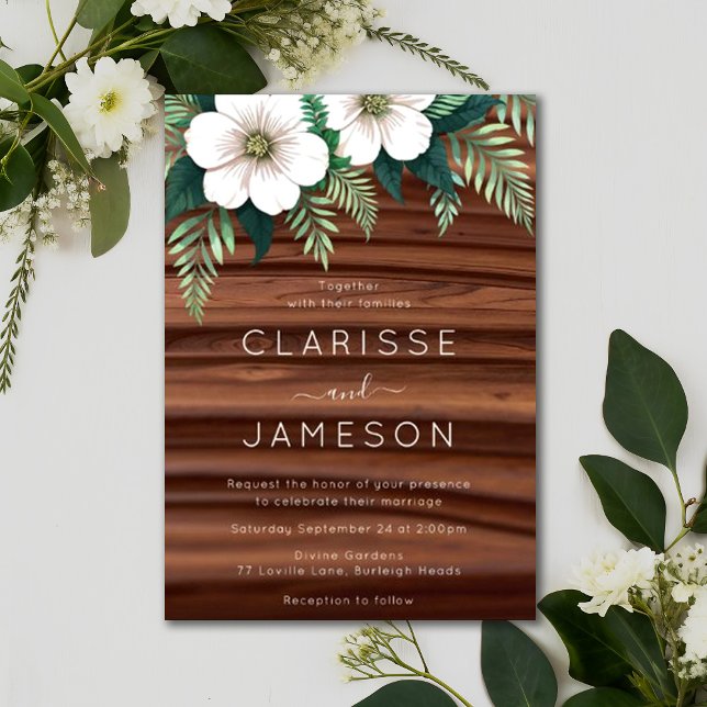 Rustic Fall Flower Ivory Simple Boho Wedding Invitation (Creator Uploaded)