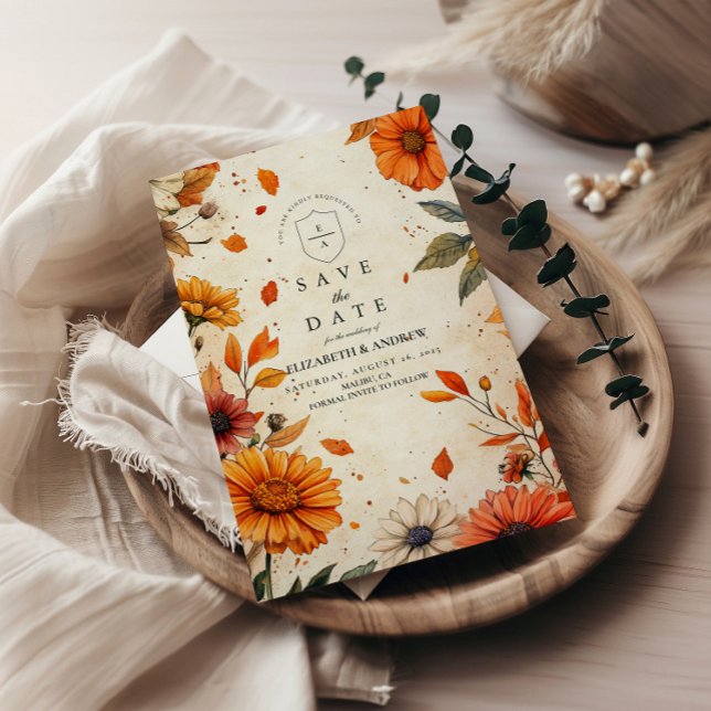 Rustic Fall Flower Wedding Save The Date (Creator Uploaded)