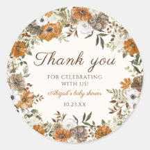 Rustic Fall Flowers Baby Shower Thank You