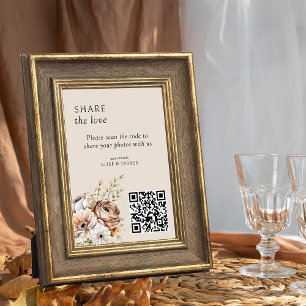 Rustic Fall Flowers QR Code Photo Sharing Card