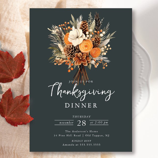 Rustic Fall Flowers Thanksgiving Invitation (Creator Uploaded)