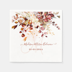 Rustic Fall Foliage Gum Eucalyptus Monogram Napkin