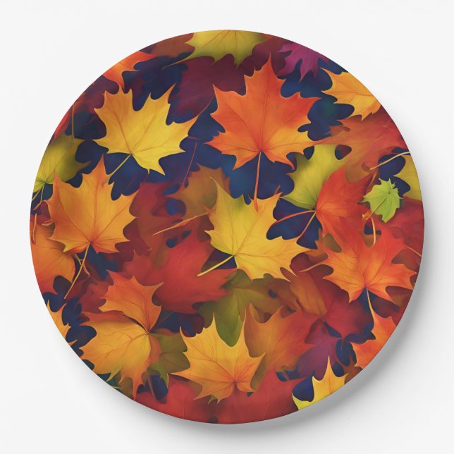 Rustic Fall Foliage Paper Plate (Front)