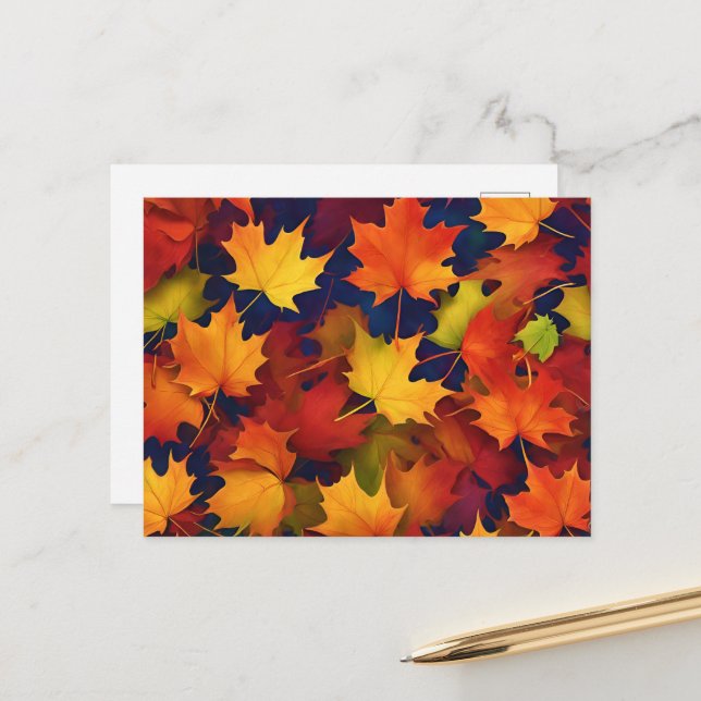 Rustic Fall Foliage Postcard (Front/Back In Situ)