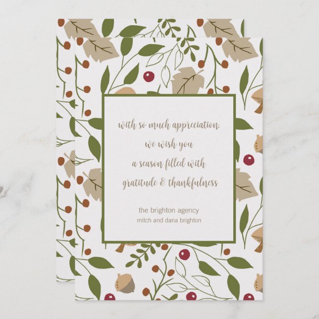Rustic Fall Foliage Thanksgiving Gratitude Holiday Card (Front/Back)