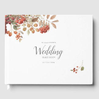 Rustic Fall Foliage Watercolor Wedding Guest Book