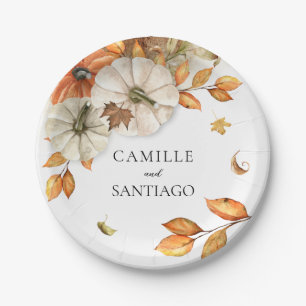 Rustic Fall Foliage Wedding Paper Plate