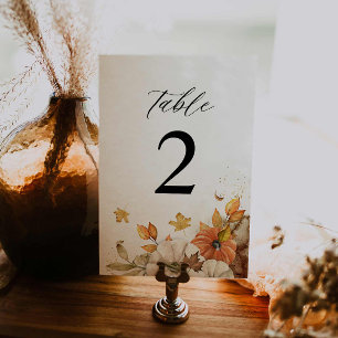 Rustic Fall Foliage Wedding Table Number