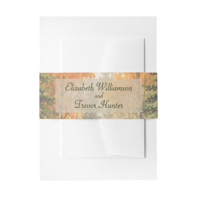Rustic Fall Forest Names Invitation Belly Band (Front Example)