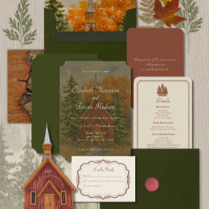 Rustic Fall Forest Yosemite National Park Wedding Invitation