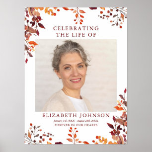 Rustic Fall Funeral Celebration Of Life Photo Sign