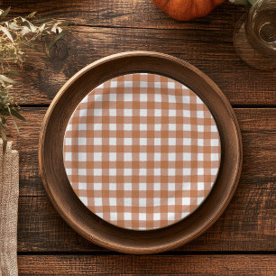 Rustic Fall Gingham Dinner Party Paper Plate