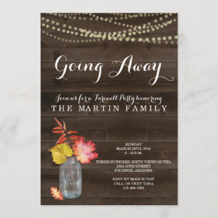 Rustic Fall Going Away Party Invitation