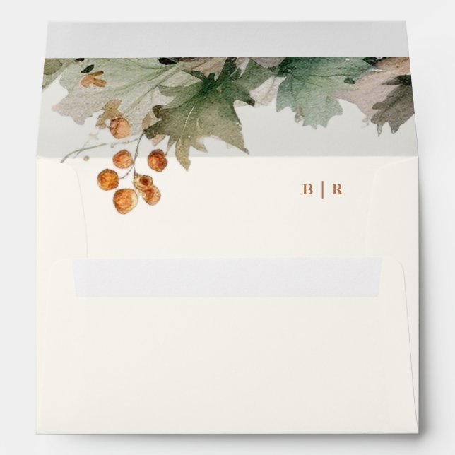Rustic Fall Greenery Leaves Foliage Wedding Envelope (Back (Bottom))