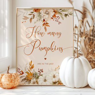 Rustic fall guess how many pumpkins baby shower poster