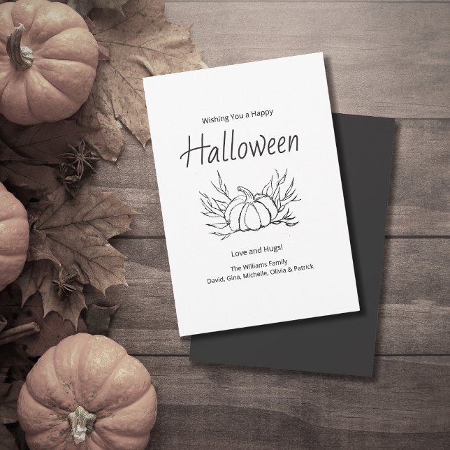 Rustic Fall Happy Halloween  Simple Pumpkin  Holiday Card (Creator Uploaded)