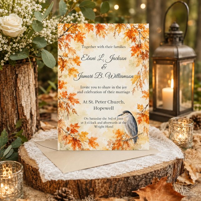Rustic Fall Heron Wedding Celebration  Invitation (Creator Uploaded)