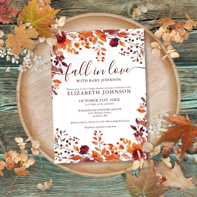 Rustic Fall In Love Autumn Baby Shower Invitation (Rustic Fall In Love Autumn Baby Shower Invitation)